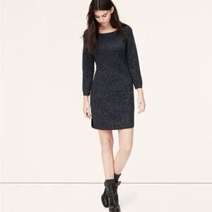 Loft Gray Leopard Print Sweater Dress size Small
